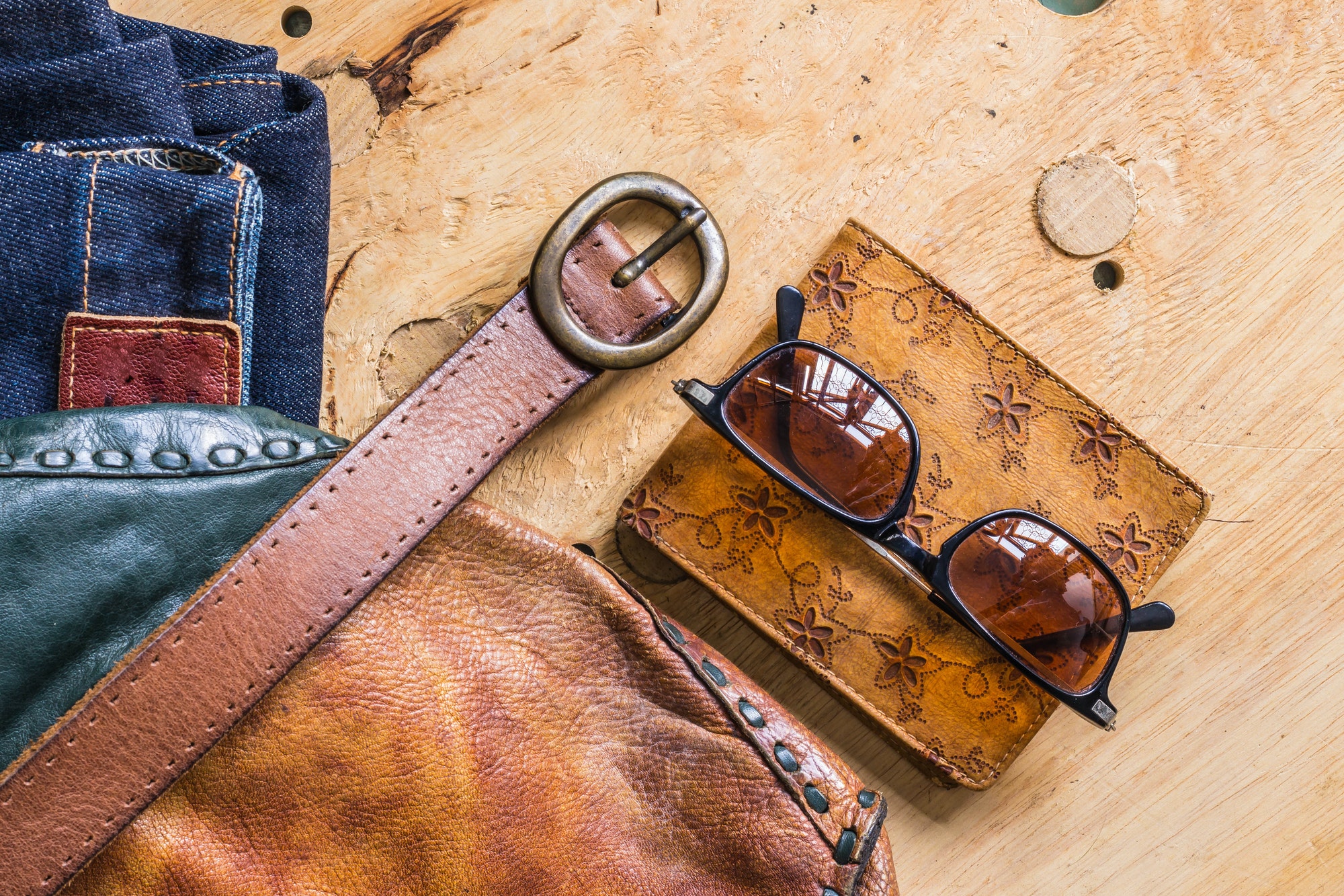 accessories on the wooden